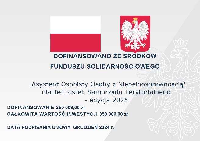 Plakat informacyjny o pozyskanej dotacji